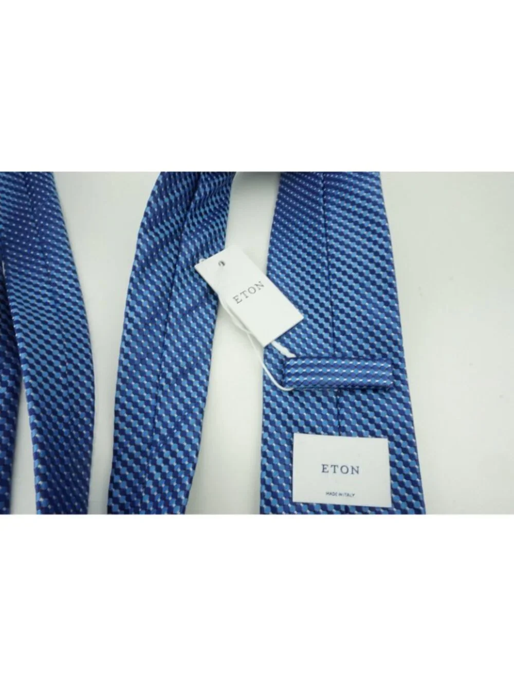 Eton Cobalt Blue Cherry Red Ivory Micro Pin Dot 100% Silk Tie Brand New Tags